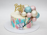 Gender Reveal Cake with Handmade Decorations & Acrylic Topper