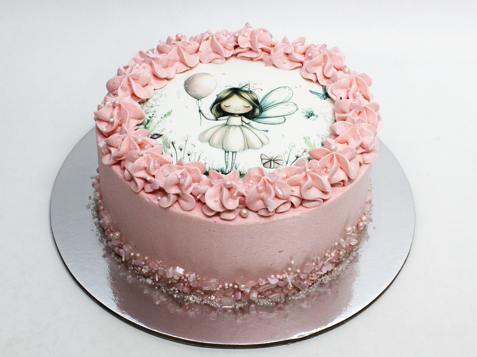 Custom Pink Fairy Birthday Cake - Edible Image Cake