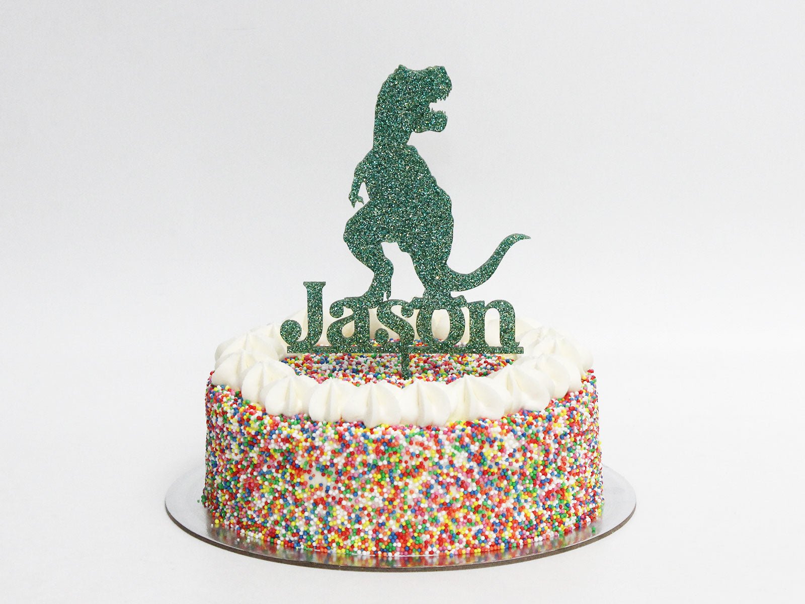 Rainbow Sprinkle Celebration Cake with Personalised Glitter Acrylic Topper