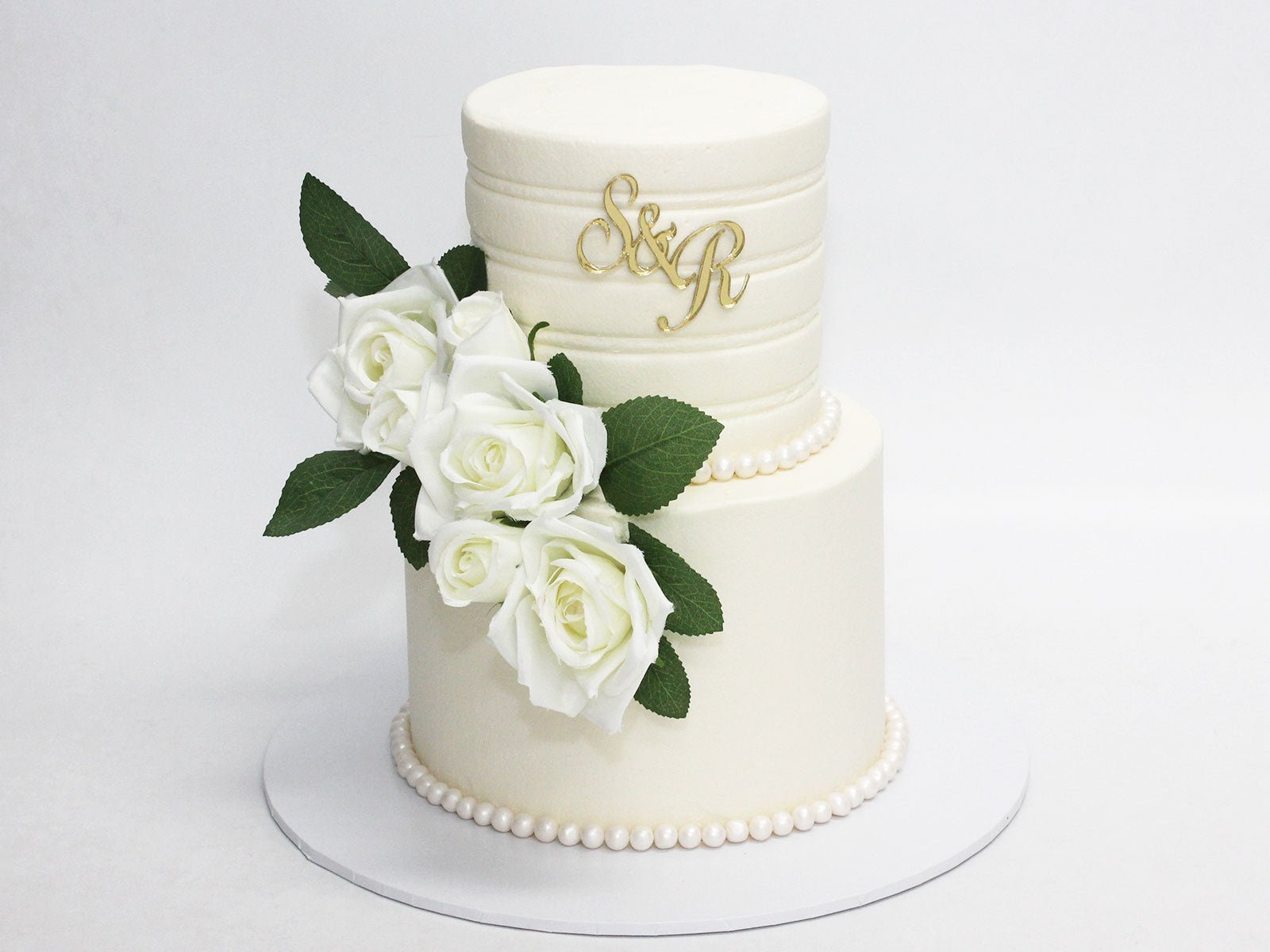 Timeless Pearl Wedding Cake – 2 Tiered - The Cake People