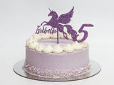 Iridescent Acrylic Unicorn Signature Topper Cake with Number Topper