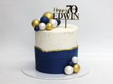 Navy & Gold Spheres Milestone Cake