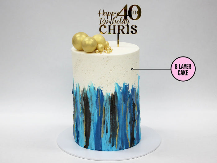 Custom Streaks and Spheres Milestone Cake - The Cake People