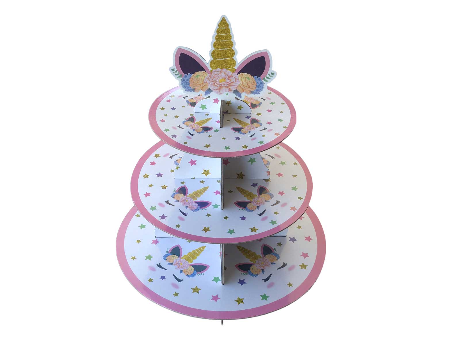 Unicorn Cardboard Cupcake Stand – 3 Tier - The Cake People