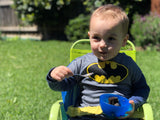 Liitle Btaman Fan Enjoying our Batman Edible Image Cake