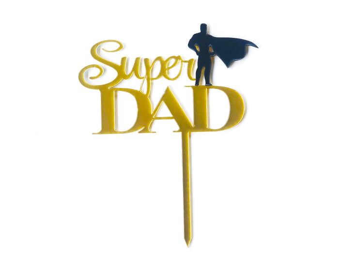 Cake Topper Gold Super Dad - The Compassionate Kitchen (6853639307423)