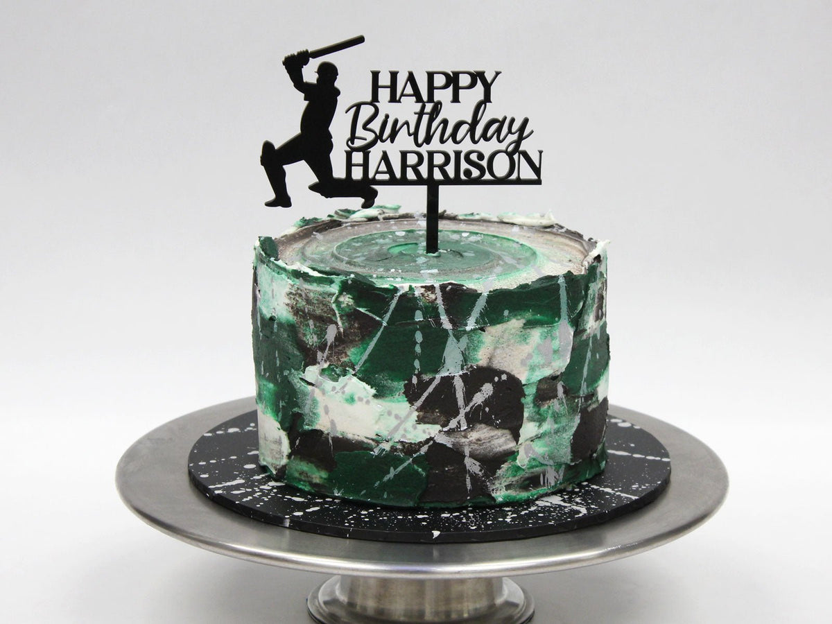 Custom Cricketer Cake Topper + Name - The Compassionate Kitchen (7614867832991)