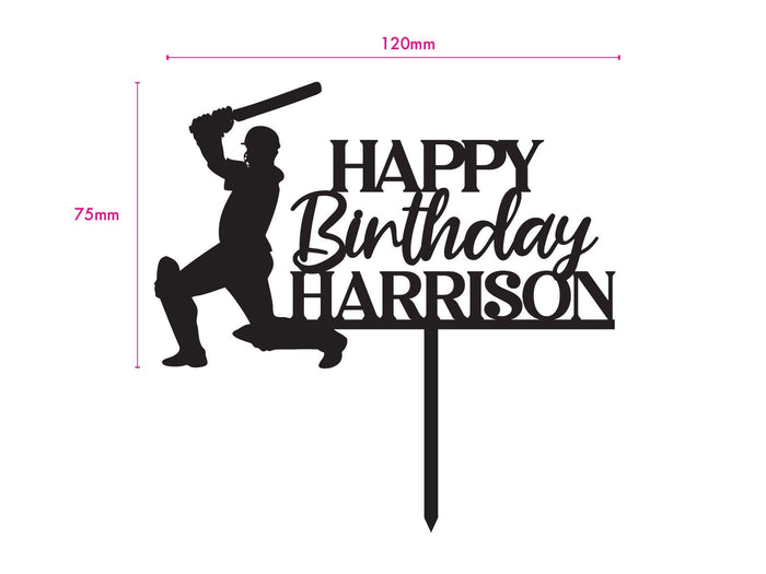 Custom Cricketer Cake Topper + Name - The Compassionate Kitchen (7614867832991)