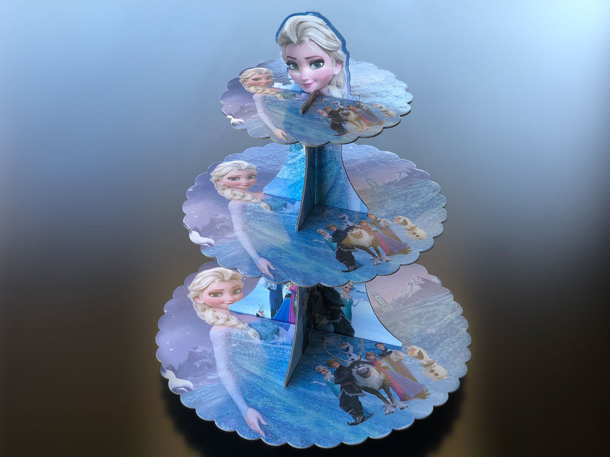 Elsa Frozen Cardboard Cupcake Stand – 3 Tier - The Compassionate Kitchen (7270810615967)