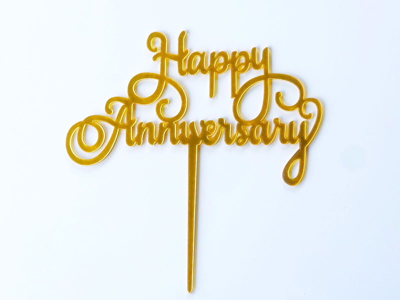 Happy Anniversary Cake Topper Gold - The Compassionate Kitchen (6853525242015)