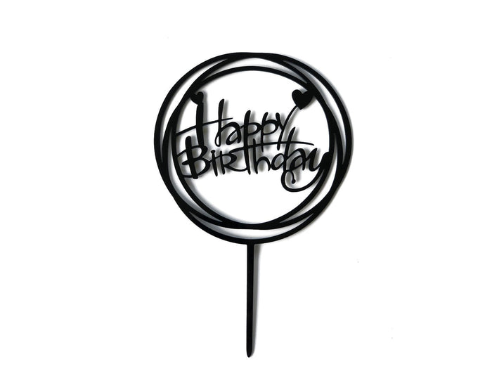 Happy Birthday Cake Topper Black Hearts - The Compassionate Kitchen (7412056457375)