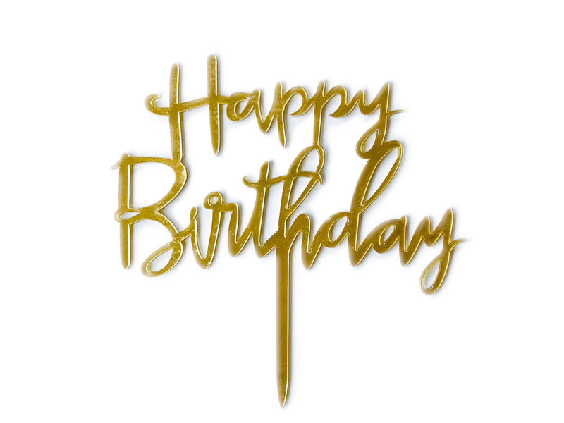 Happy Birthday Cake Topper Gold - The Compassionate Kitchen (6853542609055)