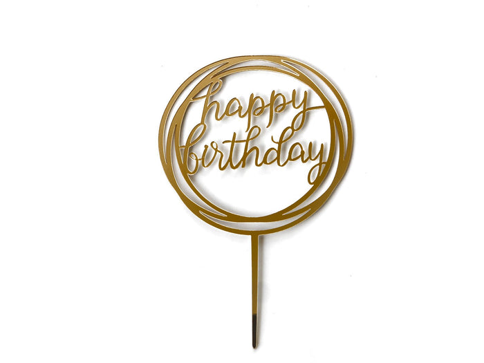 Happy Birthday Cake Topper Gold Circles - The Compassionate Kitchen (7412054655135)