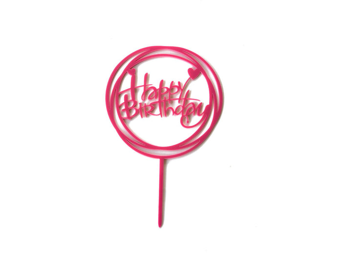 Happy Birthday Cake Topper Pink Hearts - The Compassionate Kitchen (7412055933087)
