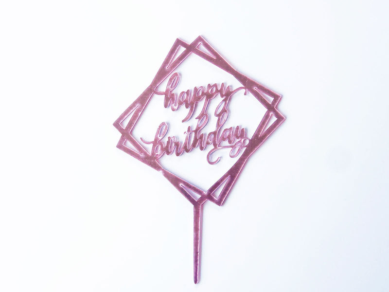 Happy Birthday Cake Topper Pink Squares - The Compassionate Kitchen (6853560696991)