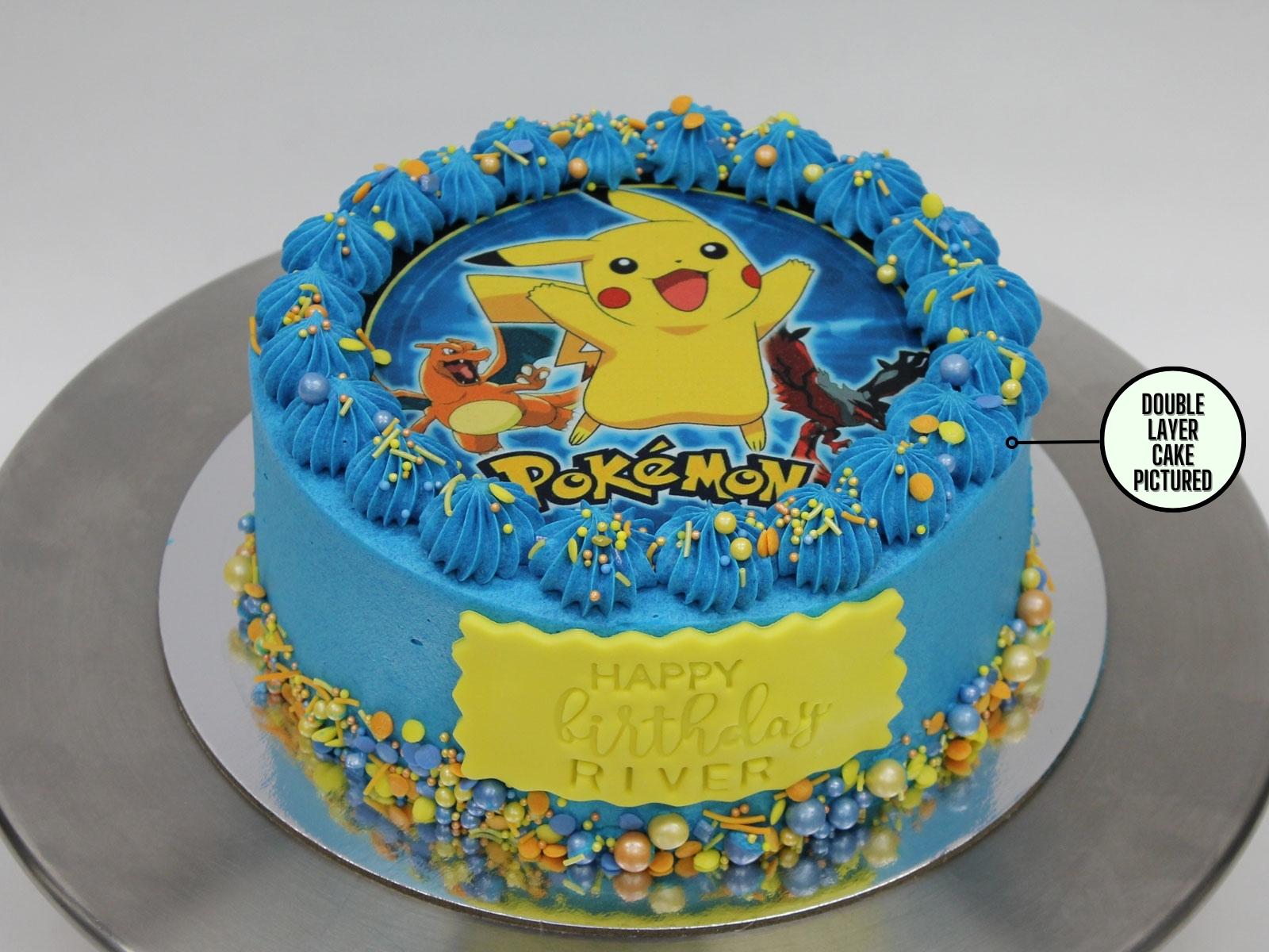 Pikachu Themed Cake In Blue
