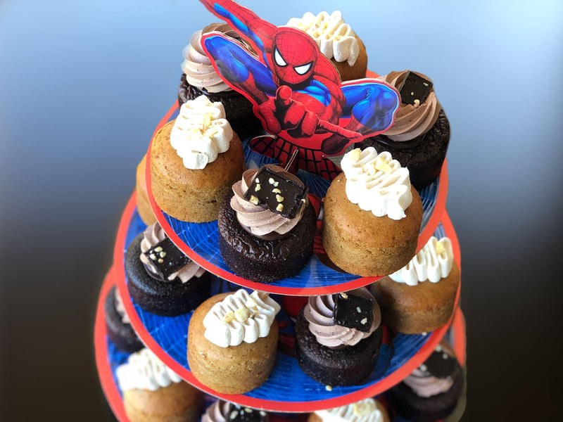 Spiderman Cardboard Cupcake Stand – 3 Tier - The Compassionate Kitchen (7264287621279)