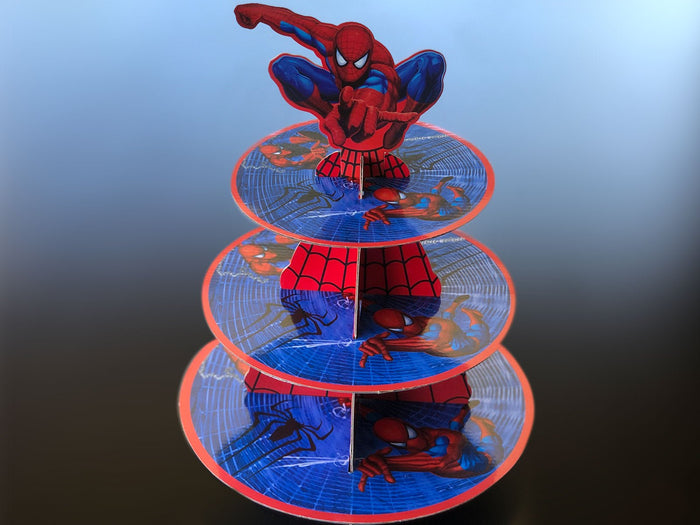 Spiderman Cardboard Cupcake Stand – 3 Tier - The Compassionate Kitchen (7264287621279)